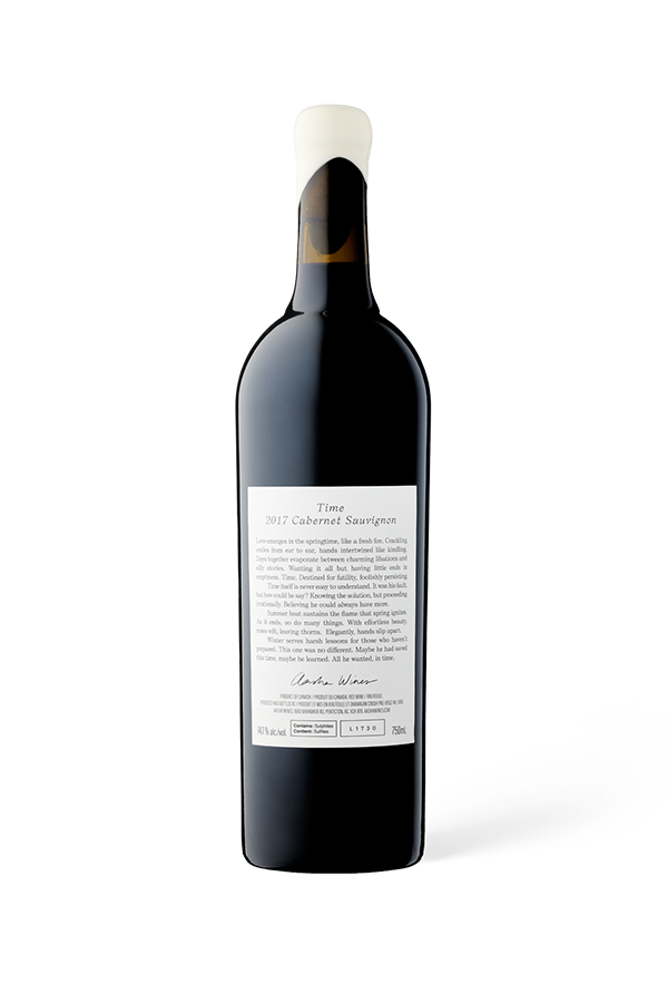 Aasha Wines - 2017 Cabernet Sauvignon - Time - Back of wine bottle