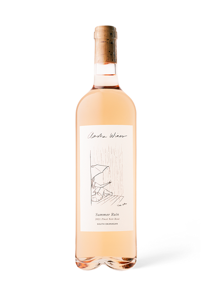 Aasha Wines - 2021 Pinot Noir Rose - Summer Rain - Front of wine bottle