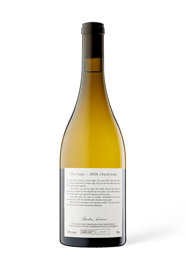 Aasha Wines - 2020 Chardonnay - The Cape - Back of wine bottle