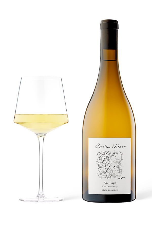 Aasha Wines - 2020 Chardonnay - The Cape - wine bottle with a glass of white wine