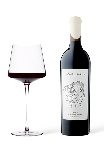 Aasha Wines - 2018 Cabernet Sauvignon - Again - wine bottle with a glass of red wine