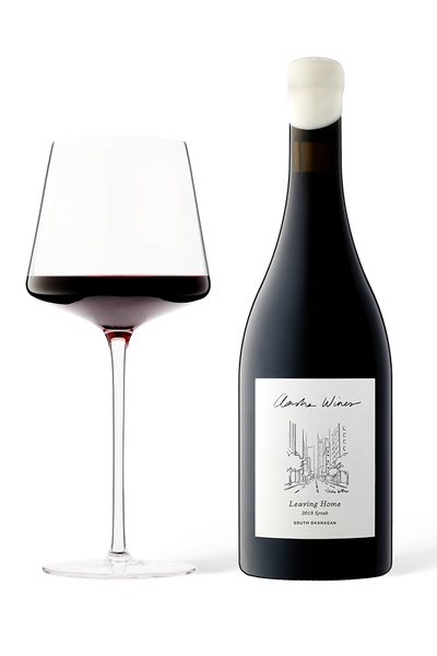 Aasha Wines - 2018 Syrah - Leaving Home - wine bottle with a glass of red wine