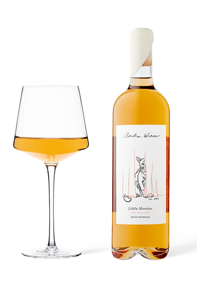 Aasha Wines - 2021 Merlot Rose - Little Monster (Vol 4) - wine bottle with a glass of rose wine